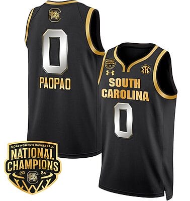 Te Hina Paopao Jersey #0 South Carolina Gamecocks Basketball 2024 National Champions All Stitched Black Gold