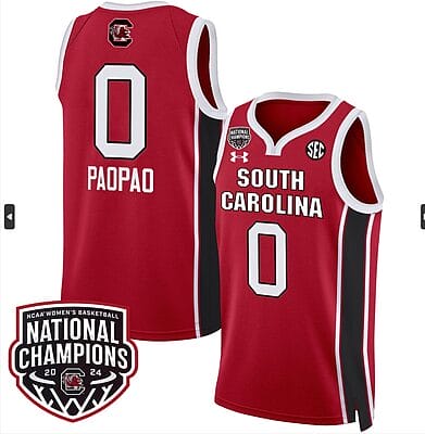 Te Hina Paopao Jersey #0 South Carolina Gamecocks Basketball 2024 National Champions All Stitched Red