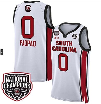 Te Hina Paopao Jersey #0 South Carolina Gamecocks Basketball 2024 National Champions All Stitched White