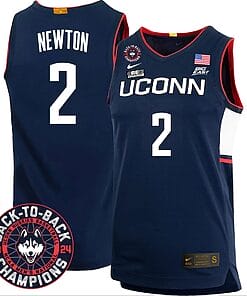 Tristen Newton Jersey #2 UConn Huskies Basketball 2024 Back To Back Champions Patch Navy