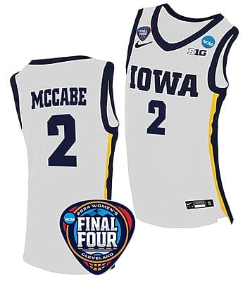 Taylor McCabe Jersey #2 Iowa Hawkeyes Basketball 2024 NCAA March Madness Final Four White