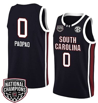 Te-Hina Paopao Jersey #0 South Carolina Gamecocks 2024 NCAA Basketball National Champions Black