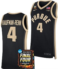 Trey Kaufman Renn Jersey #4 Purdue Boilermakers 2024 NCAA March Madness Final Four Basketball Black