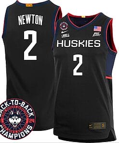 Tristen Newton Jersey #2 UConn Huskies Basketball 2024 Back To Back Champions Patch Black