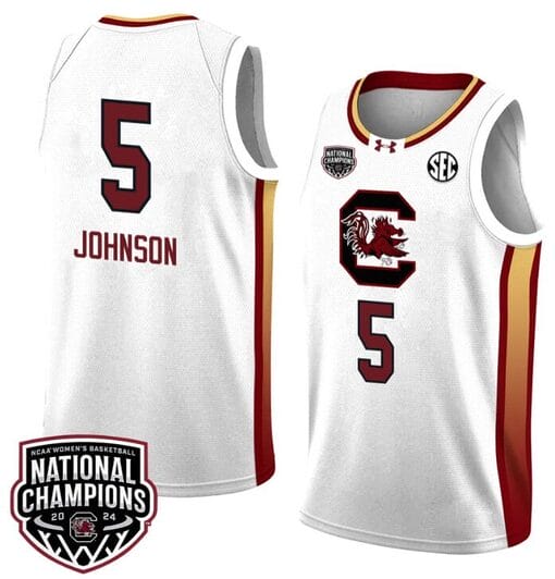 Tessa Johnson Jersey #5 South Carolina Gamecocks 2024 NCAA Basketball National Champions White Yellow