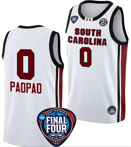 Te Hina Paopao Jersey #0 South Carolina Gamecocks Basketball 2024 NCAA March Madness Final Four White