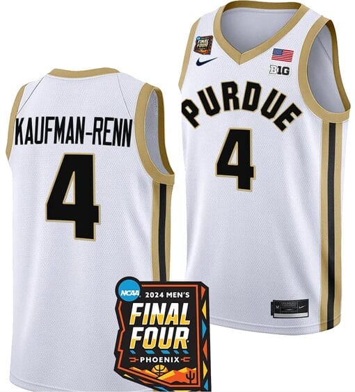 Trey Kaufman Renn Jersey #4 Purdue Boilermakers 2024 NCAA March Madness Final Four Basketball White