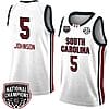 Tessa Johnson Jersey #5 South Carolina Gamecocks 2024 NCAA Basketball National Champions White Red