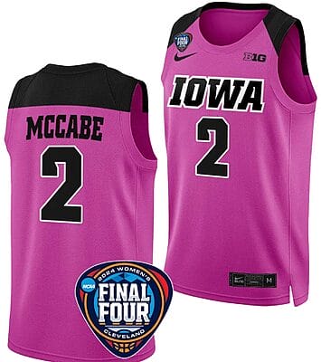 Taylor McCabe Jersey #2 Iowa Hawkeyes Basketball 2024 NCAA March Madness Final Four Pink