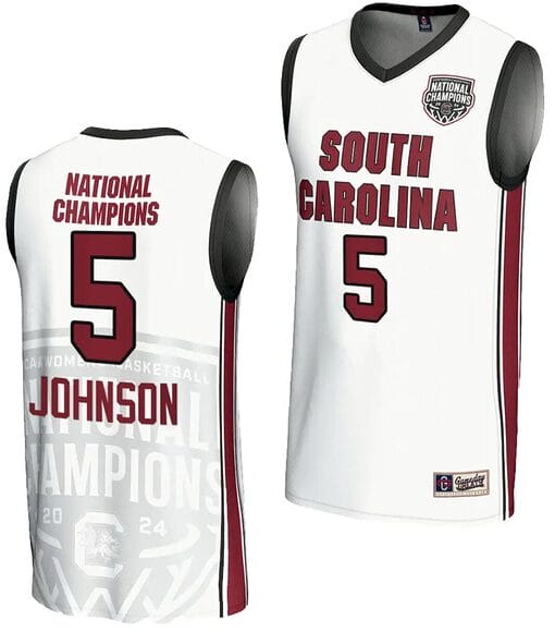 Tessa Johnson Jersey #5 South Carolina Gamecocks 2024 NCAA Basketball National Champions White