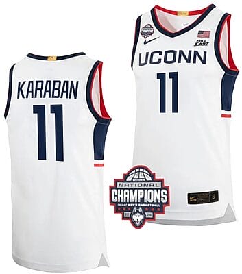 Alex Karaban Jersey #11 UConn Huskies 2024 NCAA Basketball National Champions White Elite