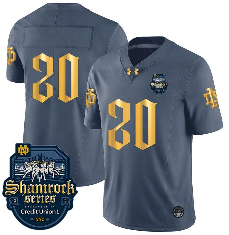 Notre Dame Shamrock Series 2024 Jersey Number 20 No Name College Football Stitched