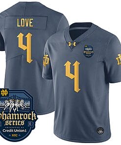 Notre Dame Shamrock Series 2024 Jersey Number 4 Name On The Back College Football Stitched