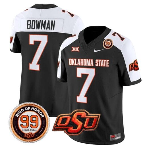 Alan Bowman Jersey #7 Oklahoma State Cowboys Leslie O'neal Patch Vapor Limited College Football Stitched Black Alternate