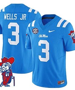 Antwane Wells Jr Jersey #3 Ole Miss Rebels Vapor Limited College Football Stitched Powder Blue