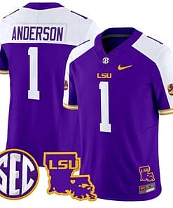 Aaron Anderson Jersey #1 LSU Tigers 2024 Louisiana Patch Vapor Limited College Football Stitched Purple Alternate