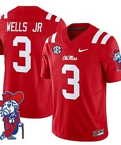 Antwane Wells Jr Jersey #3 Ole Miss Rebels Vapor Limited College Football Stitched Red