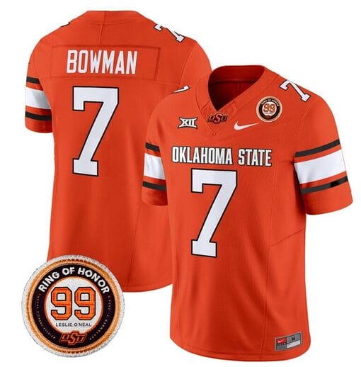 Alan Bowman Jersey #7 Oklahoma State Cowboys Leslie O'neal Patch Vapor Limited College Football Stitched Orange