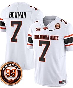 Alan Bowman Jersey #7 Oklahoma State Cowboys Leslie O'neal Patch Vapor Limited College Football Stitched White