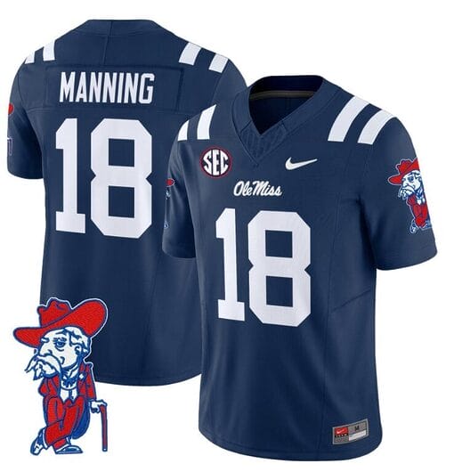 Archie Manning Jersey #18 Ole Miss Rebels Vapor Limited College Football Stitched Navy