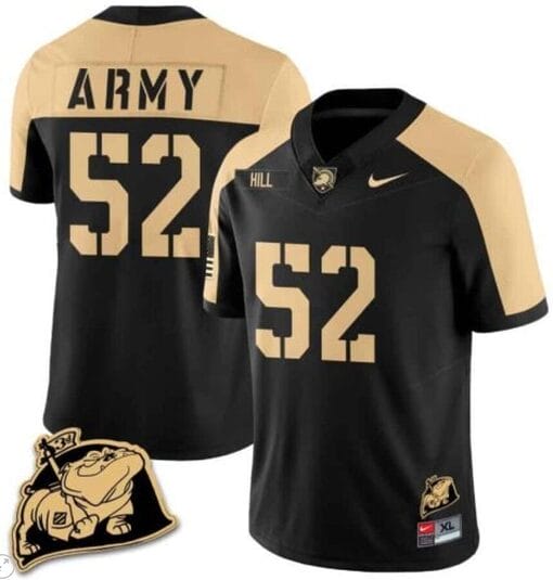 Austin Hill Jersey #52 Army Black Knights Jersey Rocky The Bulldog Patch Vapor Limited College Football Stitched Black Alternate