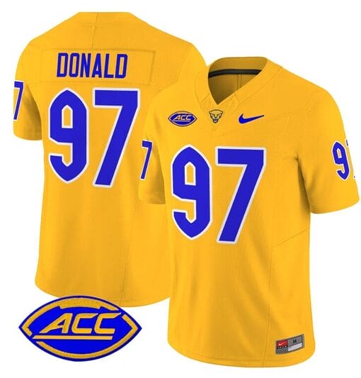 Aaron Donald Jersey #97 Pittsburgh Panthers Vapor Limited College Football Stitched Gold