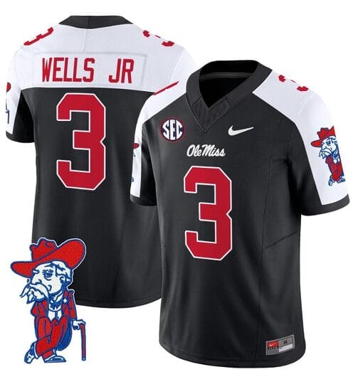 Antwane Wells Jr Jersey #3 Ole Miss Rebels Vapor Limited College Football Stitched Black Alternate