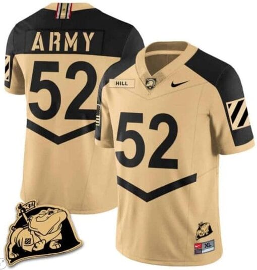 Austin Hill Jersey #52 Army Black Knights Jersey Rocky The Bulldog Patch Vapor Limited College Football Stitched Gold Alternate