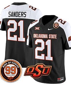 Barry Sanders Jersey #21 Oklahoma State Cowboys Leslie O'neal Patch Vapor Limited College Football Stitched Black Alternate