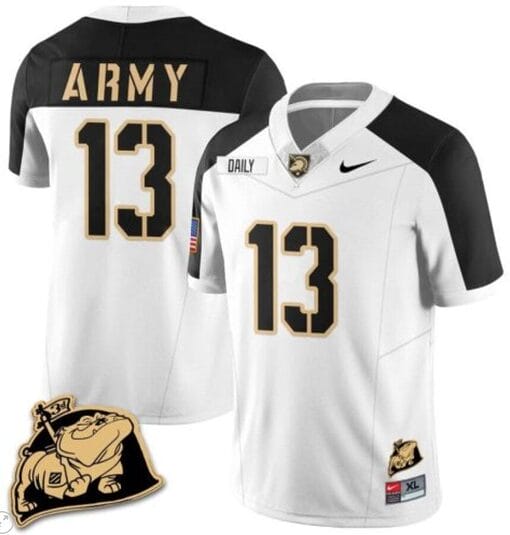 Bryson Daily Jersey #13 Army Black Knights Jersey Rocky The Bulldog Patch Vapor Limited College Football Stitched White Alternate