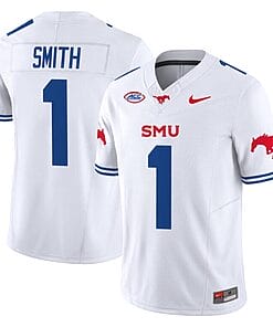 Brashard Smith Jersey #1 SMU Mustangs Icy College Football Vapor Limited White