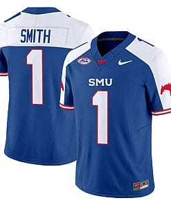 Brashard Smith Jersey #1 SMU Mustangs Icy College Football Vapor Limited Blue Alternate