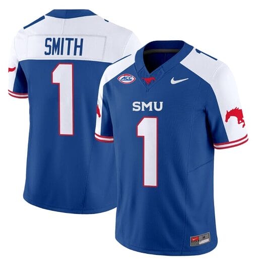 Brashard Smith Jersey #1 SMU Mustangs Icy College Football Vapor Limited Blue Alternate