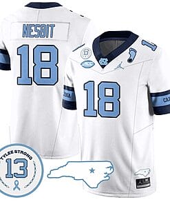 Bryson Nesbit Jersey #18 North Carolina Tar Heels Vapor College Football Stitched Alternate White