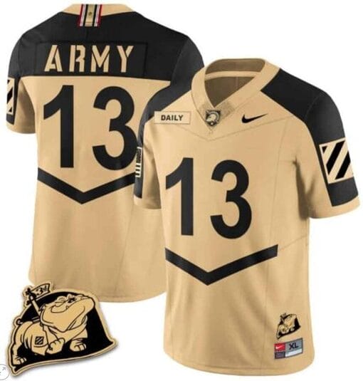 Bryson Daily Jersey #13 Army Black Knights Jersey Rocky The Bulldog Patch Vapor Limited College Football Stitched Gold Alternate