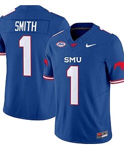 Brashard Smith Jersey #1 SMU Mustangs Icy College Football Vapor Limited Blue