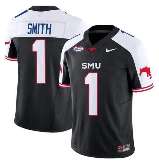 Brashard Smith Jersey #1 SMU Mustangs Icy College Football Vapor Limited Black Alternate