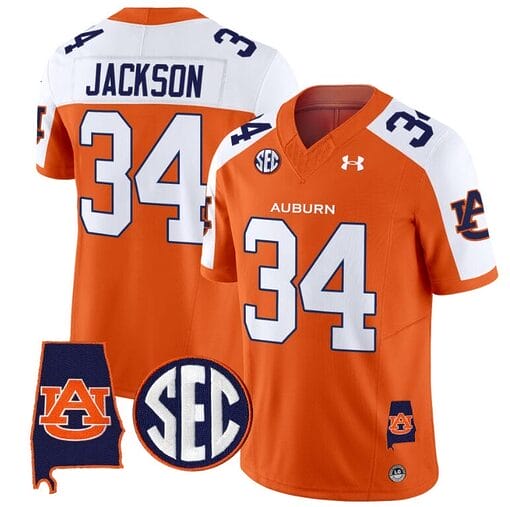 Bo Jackson Jersey #34 Auburn Tigers SEC Patch Vapor Limited College Football Stitched Orange Alternate