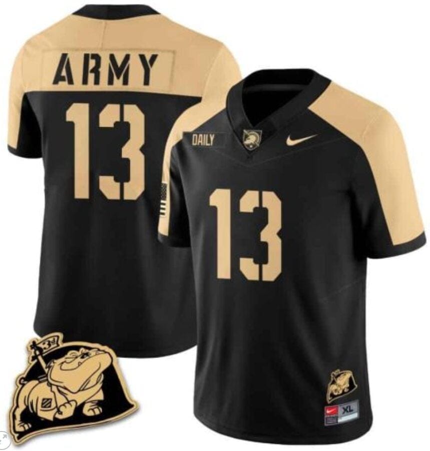 Bryson Daily Jersey #13 Army Black Knights Jersey Rocky The Bulldog Patch Vapor Limited College Football Stitched Black Alternate
