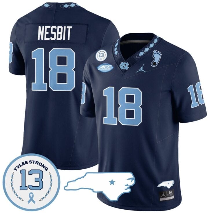 Bryson Nesbit Jersey #18 North Carolina Tar Heels Vapor College Football Stitched Navy