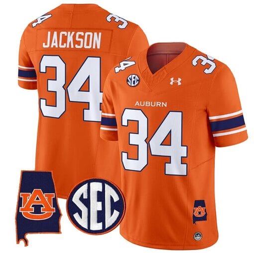 Bo Jackson Jersey #34 Auburn Tigers SEC Patch Vapor Limited College Football Stitched Orange