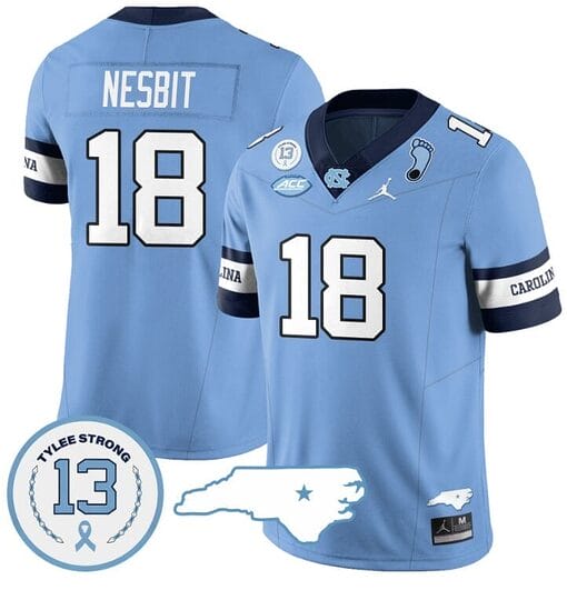 Bryson Nesbit Jersey #18 North Carolina Tar Heels Vapor College Football Stitched Alternate Blue