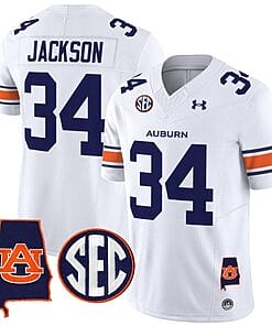 Bo Jackson Jersey #34 Auburn Tigers SEC Patch Vapor Limited College Football Stitched White