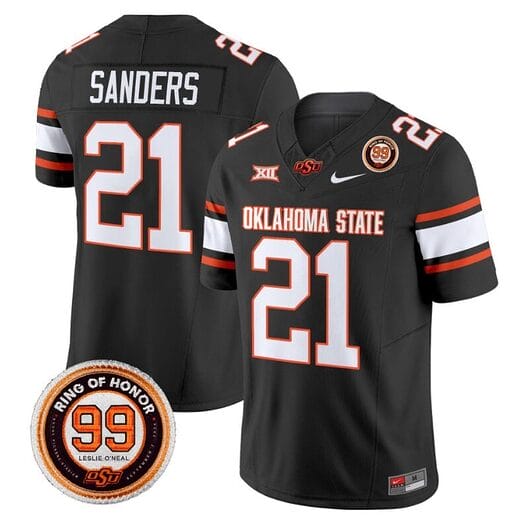 Barry Sanders Jersey #21 Oklahoma State Cowboys Leslie O'neal Patch Vapor Limited College Football Stitched Black