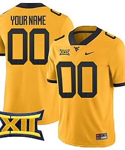 Custom West Virginia Mountaineers Jersey Name and Number College Football Gold All Stitched