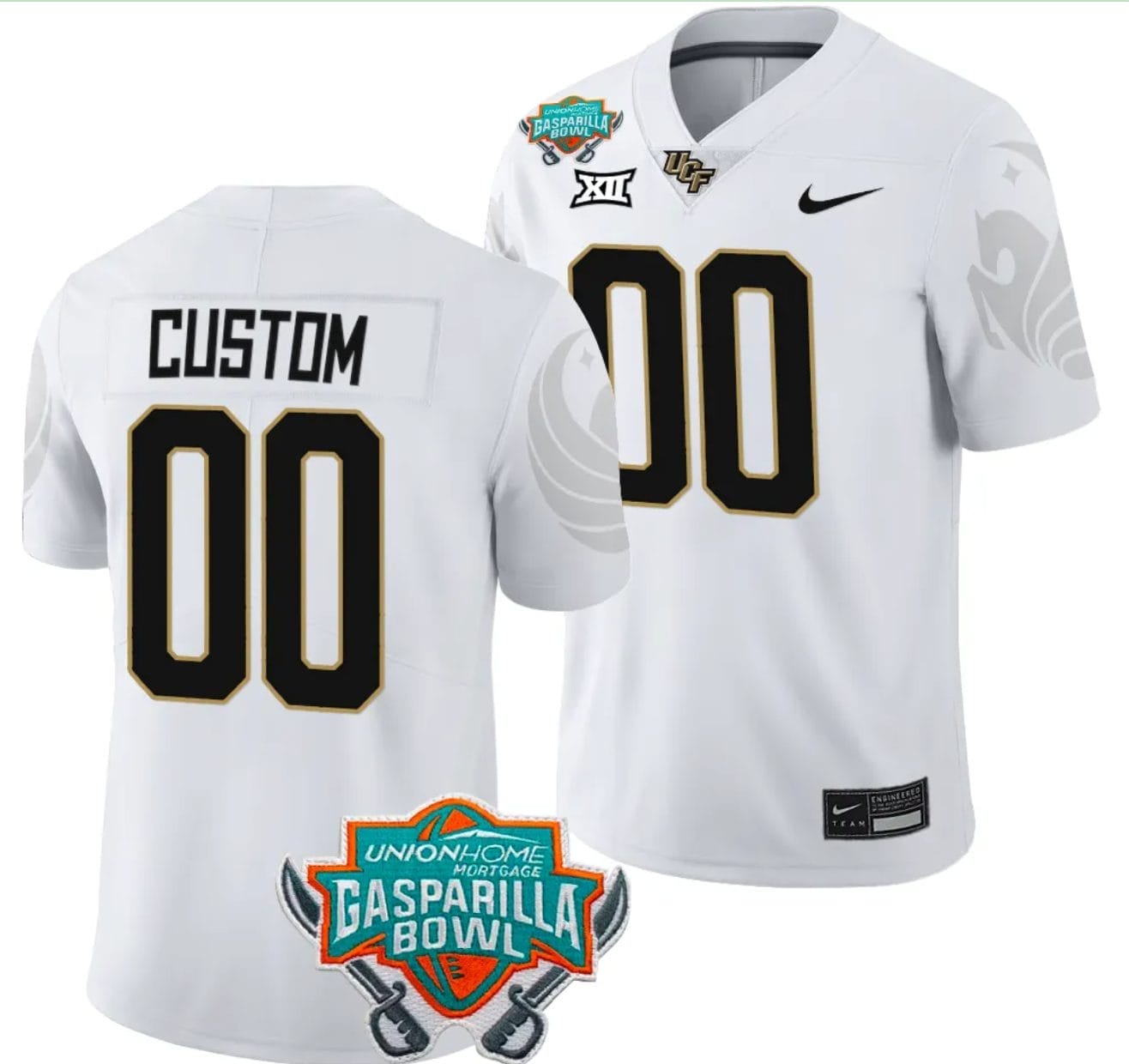 Custom UCF Knights Jersey Name and Number 2023 Gasparilla Bowl Patch Football White