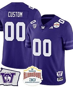 Custom Washington Huskies Jersey Name and Number Alamo Bowl Patch Football Purple