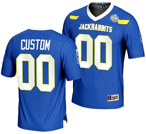 Custom South Dakota State Jackrabbits Jersey Name and Number 2023 FCS Football National Champions Blue