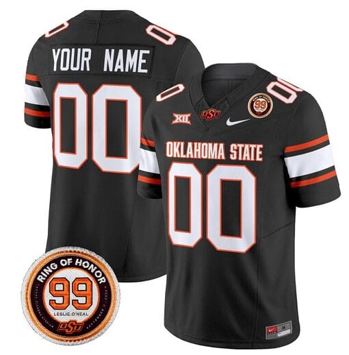 Custom Oklahoma State Cowboys Jersey Name and Number Leslie O'neal Patch Vapor Limited College Football Stitched Black
