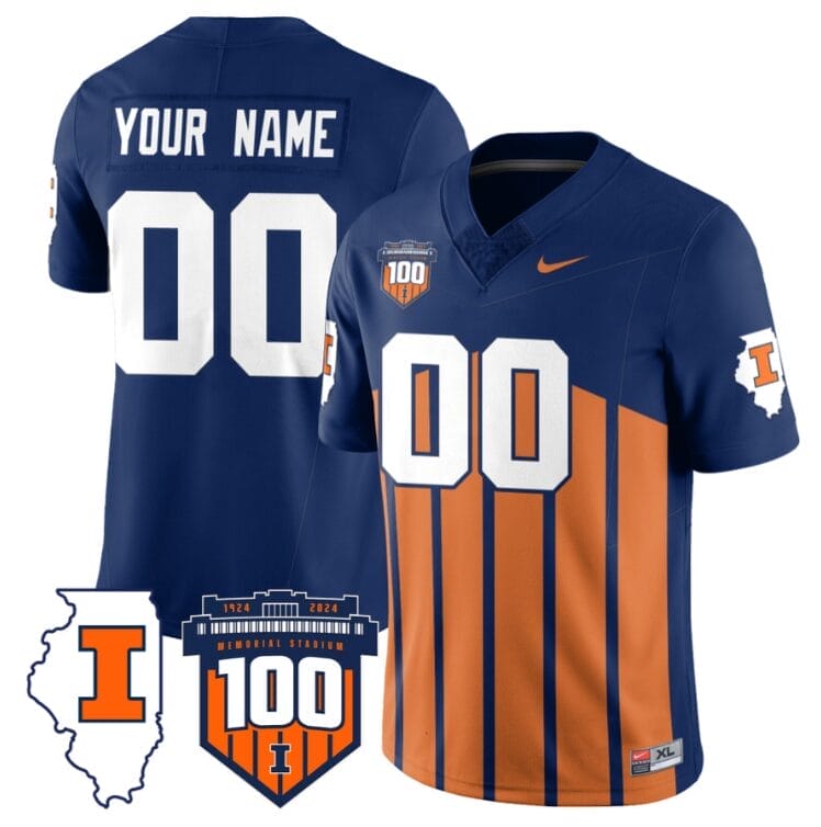 Custom Illinois Fighting Jersey Name and Number Vapor Limited College Football Stitched Throwback
